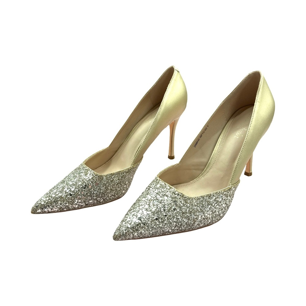 Gold Glitter Pointed Toe Pumps Womens Size 9 Stiletto Evening Party Heels - Picture 2 of 13